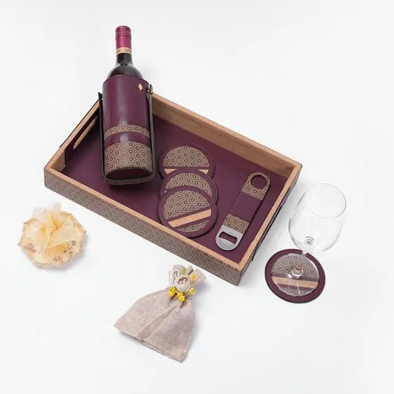The Luxe Bar Ensemble Gift Box | Crafted from Apple Leather and Cork  | Perfect for This Diwali