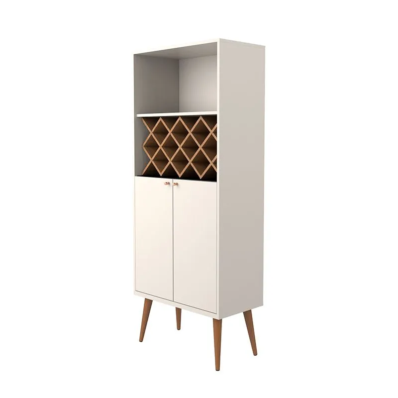 Utopia 10 Bottle Wine Rack China Storage Closet with 4 Shelves in Off White and Maple Cream