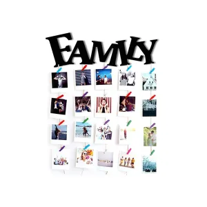 VAH FAMILY Hanging Photo Display Picture Frame Collage Picture Display Organizer with Wood Clips for Wall Decor Hanging Photos Prints and Artwork
