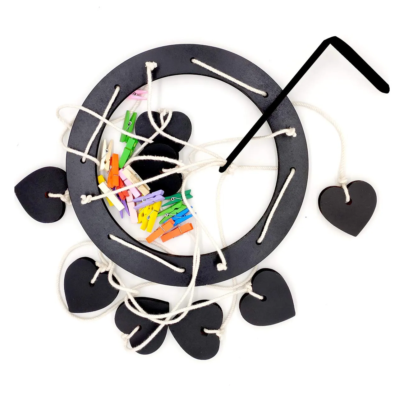 VAH- Kya Bat Hai !! Wooden Hanging Photo Display Picture Frame Collage Organizer with Clips (Black)