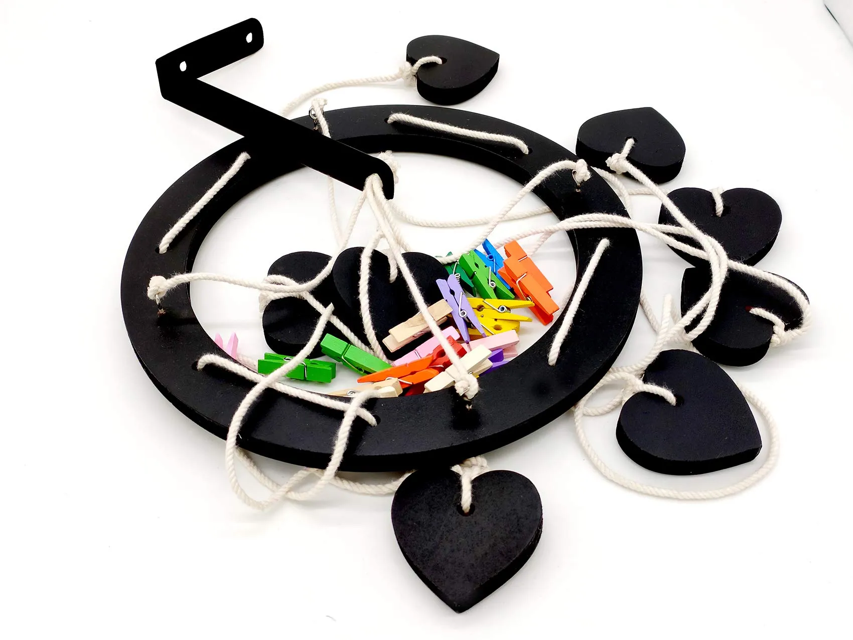 VAH- Kya Bat Hai !! Wooden Hanging Photo Display Picture Frame Collage Organizer with Clips (Black)