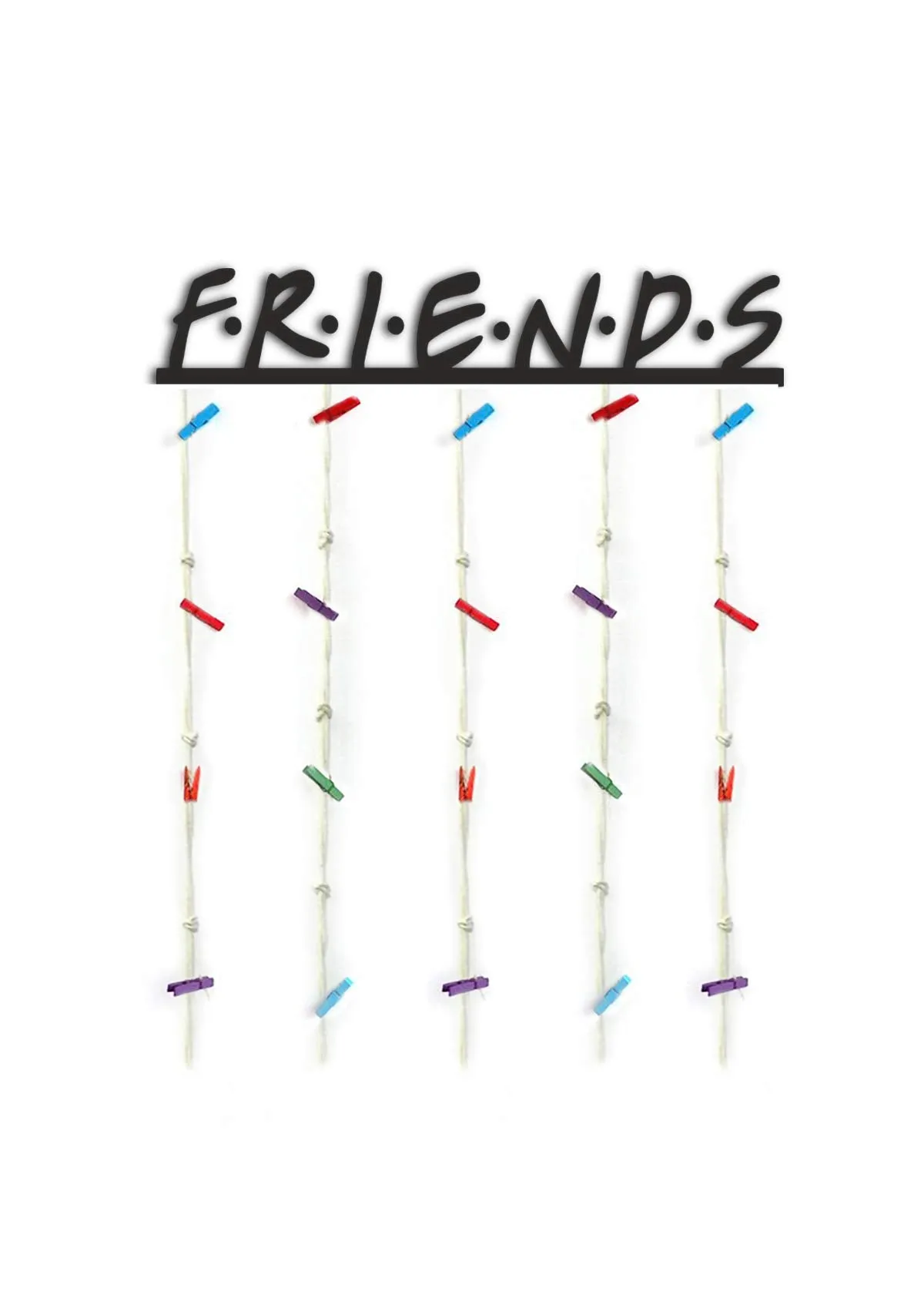 VAH Wood Friends Hanging Photo Display Picture Frame Collage Organizer with Clips (Multicolor)