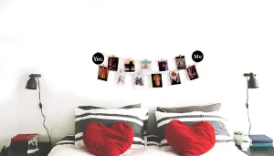 VAH You and me wooden Hanging Photo Display Picture Frame Collage Picture Display Organizer with Wood Clips for Wall Decor Hanging Photos