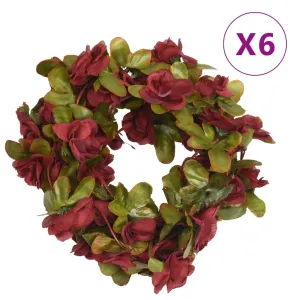 vidaXL Wine Red Christmas Flower Garlands, 250 cm - Set of 6 | Realistic Silk Decorations for Weddings, Parties & Home Decor