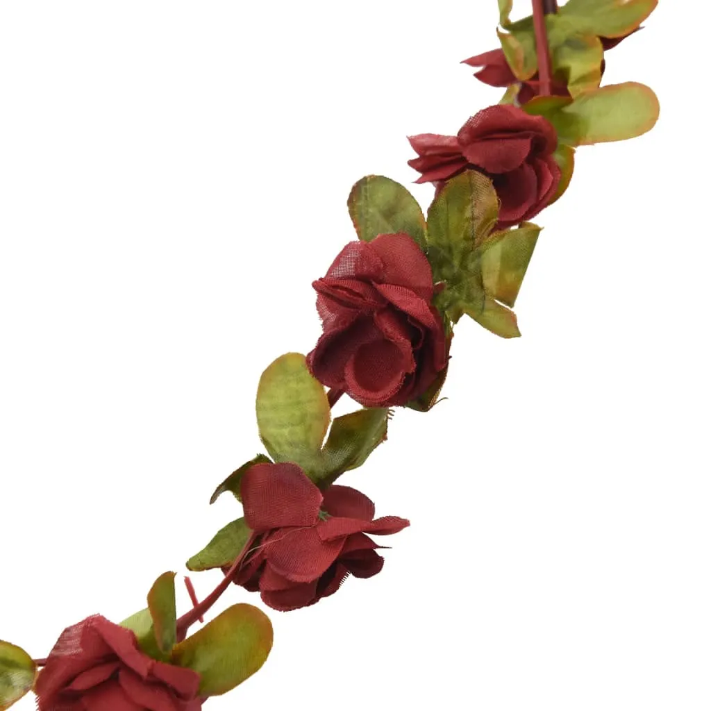 vidaXL Wine Red Christmas Flower Garlands, 250 cm - Set of 6 | Realistic Silk Decorations for Weddings, Parties & Home Decor