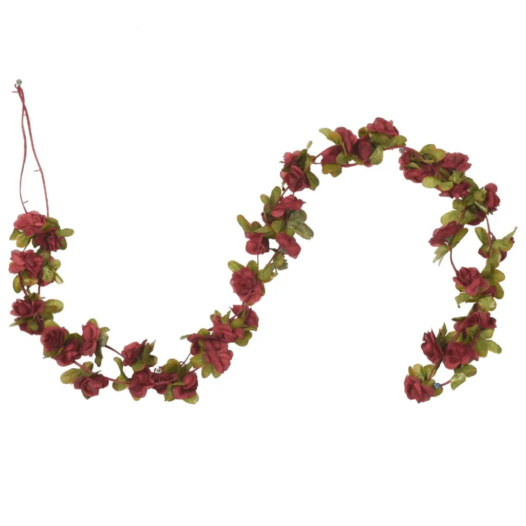 vidaXL Wine Red Christmas Flower Garlands, 250 cm - Set of 6 | Realistic Silk Decorations for Weddings, Parties & Home Decor