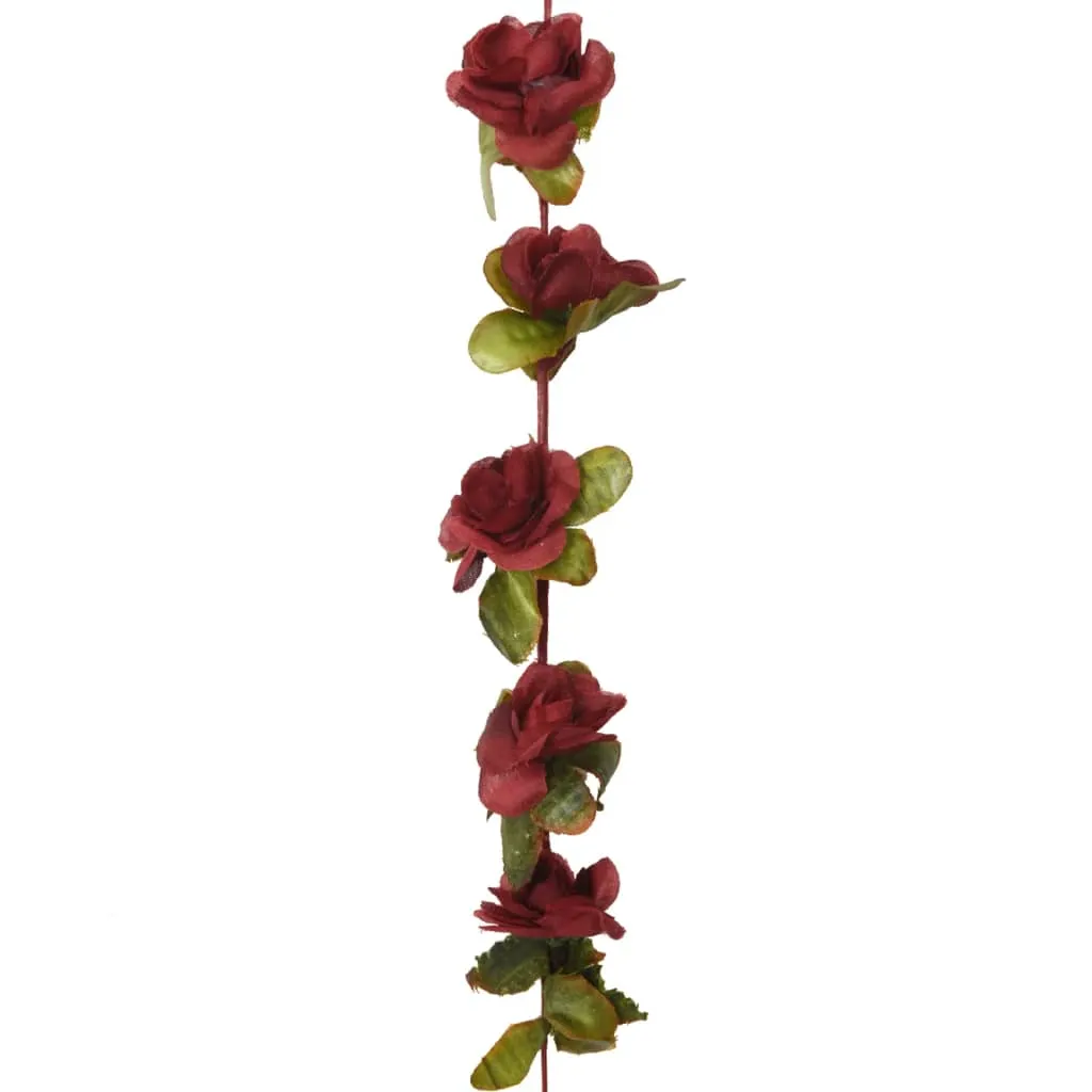 vidaXL Wine Red Christmas Flower Garlands, 250 cm - Set of 6 | Realistic Silk Decorations for Weddings, Parties & Home Decor