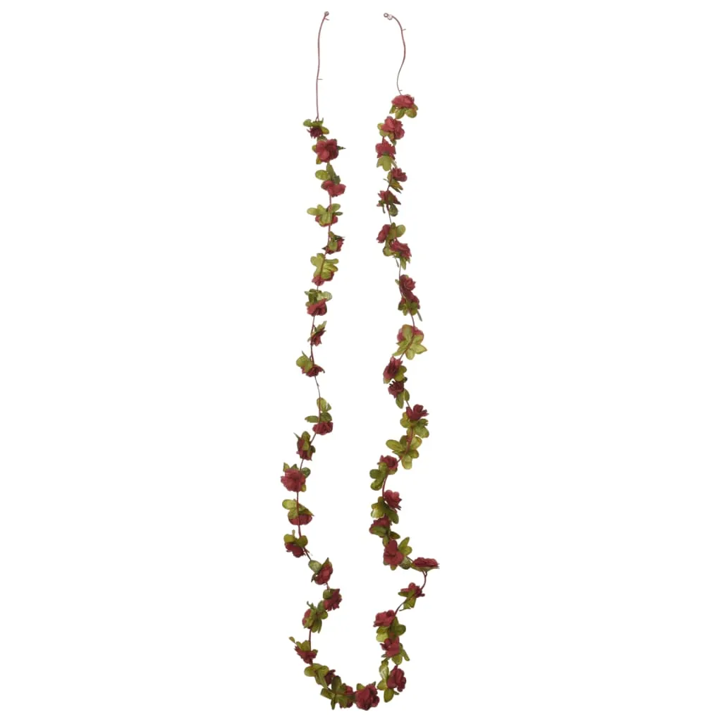 vidaXL Wine Red Christmas Flower Garlands, 250 cm - Set of 6 | Realistic Silk Decorations for Weddings, Parties & Home Decor