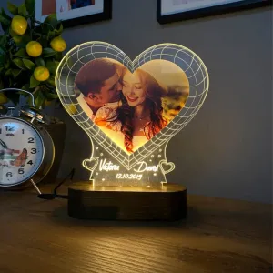 WEHATKE Led Customized 3D Heart Lamp with Photo & Name | Best Gift for Anniversary Birthday for Wife Husband Girlfriend Etc