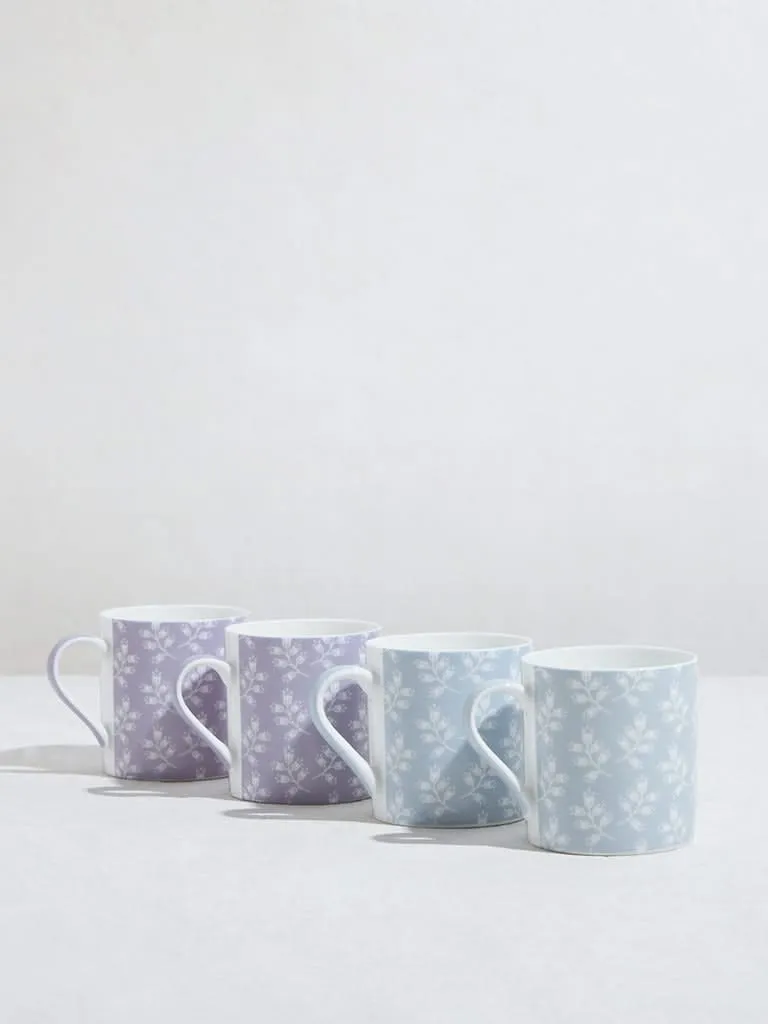 Westside Home Lavender & Blue Printed Mugs (Set of 4)
