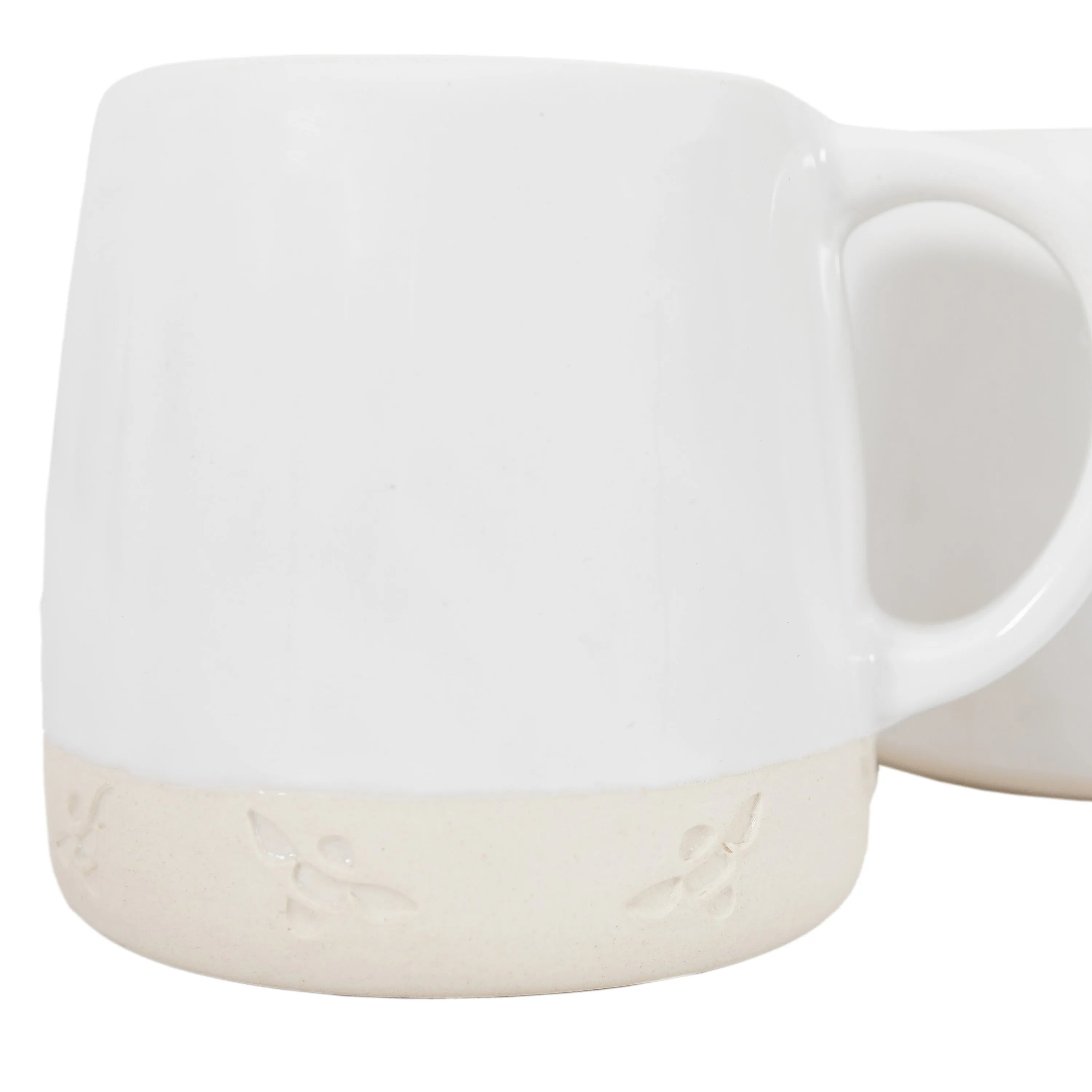 White Stoneware Bee Mugs (Set of 4)
