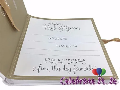 White Wedding Photo Album with White Bow