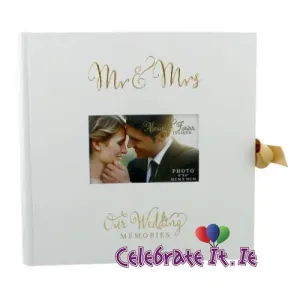 White Wedding Photo Album with White Bow