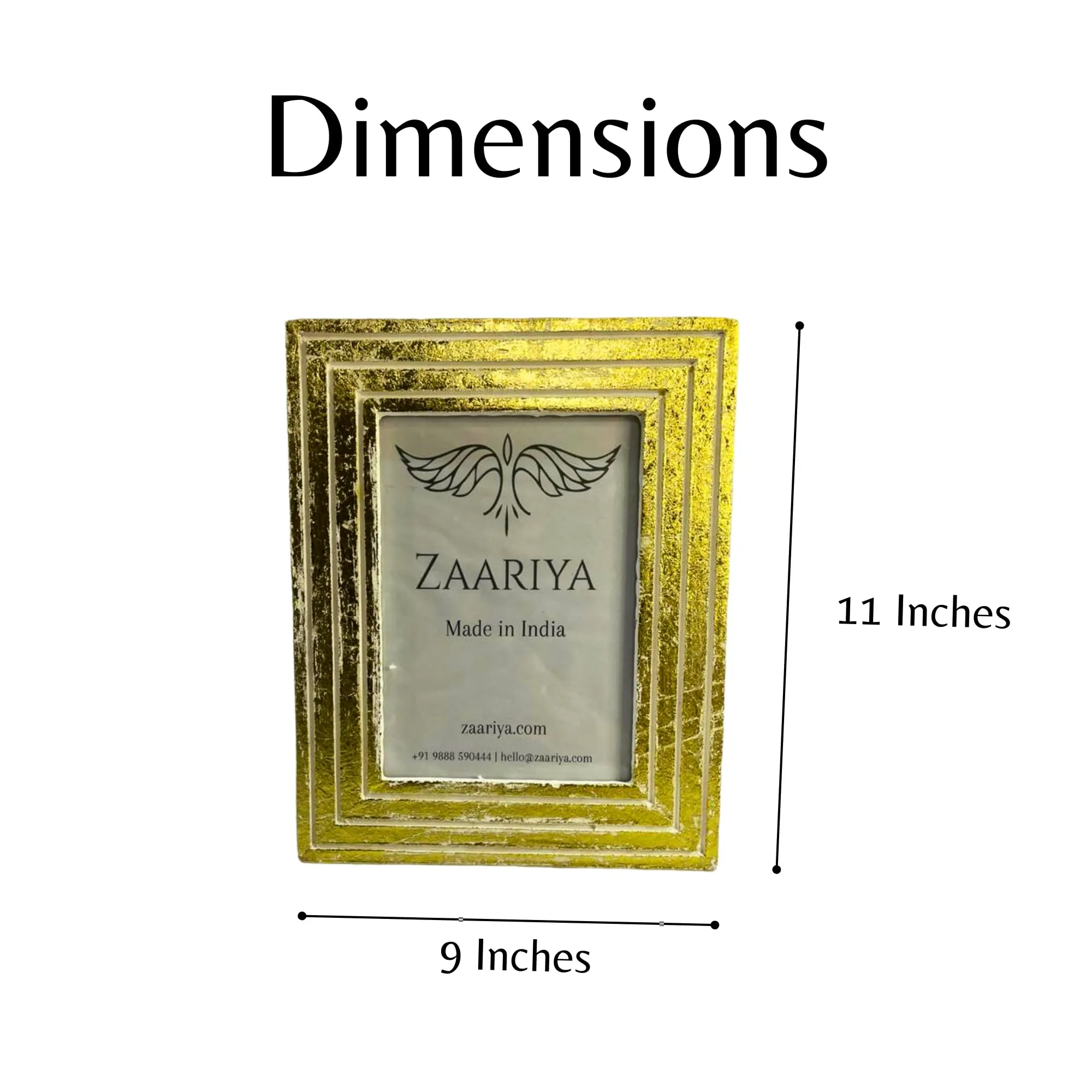 ZAARIYA Photo Frame 6.5 x 4.5 Inches | With Wall Mount and Stand | Picture Display for Wall Hanging, Shelf, Mantle, Gifting & Home Decor (Golden Shade with Antique Touch)
