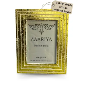 ZAARIYA Photo Frame 6.5 x 4.5 Inches | With Wall Mount and Stand | Picture Display for Wall Hanging, Shelf, Mantle, Gifting & Home Decor (Golden Shade with Antique Touch)